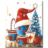 Paint by Numbers Christmas Illustration Santa Hat Mulled Wine